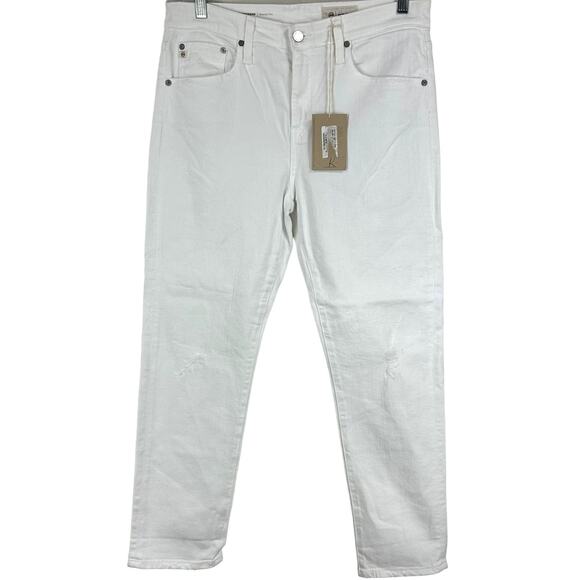 AG Adriano Goldschmied NWT Ex-Boyfriend Slouchy Slim White Denim Jeans Size 29R - Picture 2 of 12